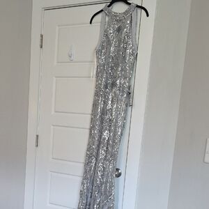 B Darlin Silver Sequin Dress